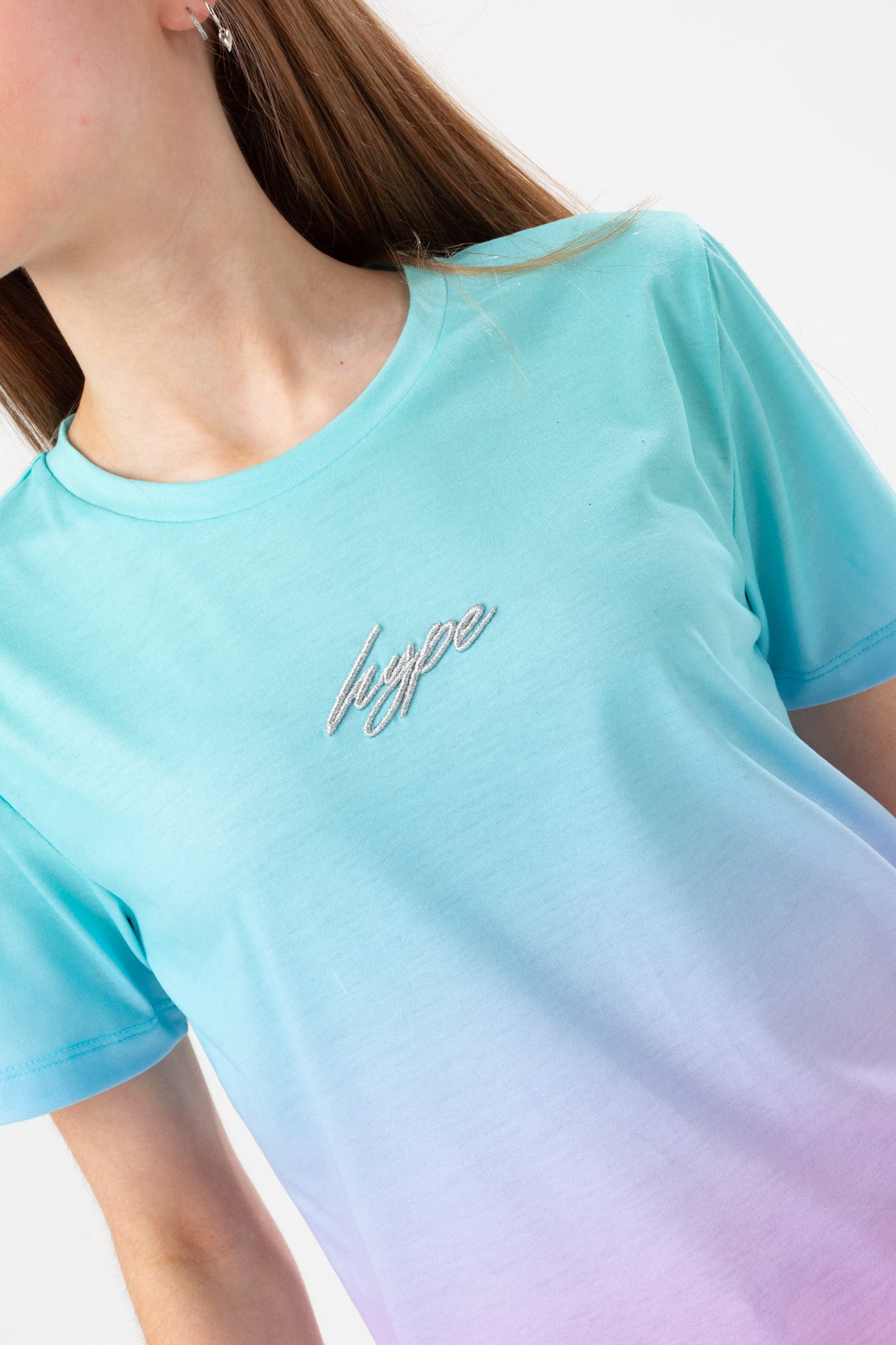 HYPE GIRLS MINT FADE SILVER SCRIPT T-SHIRT