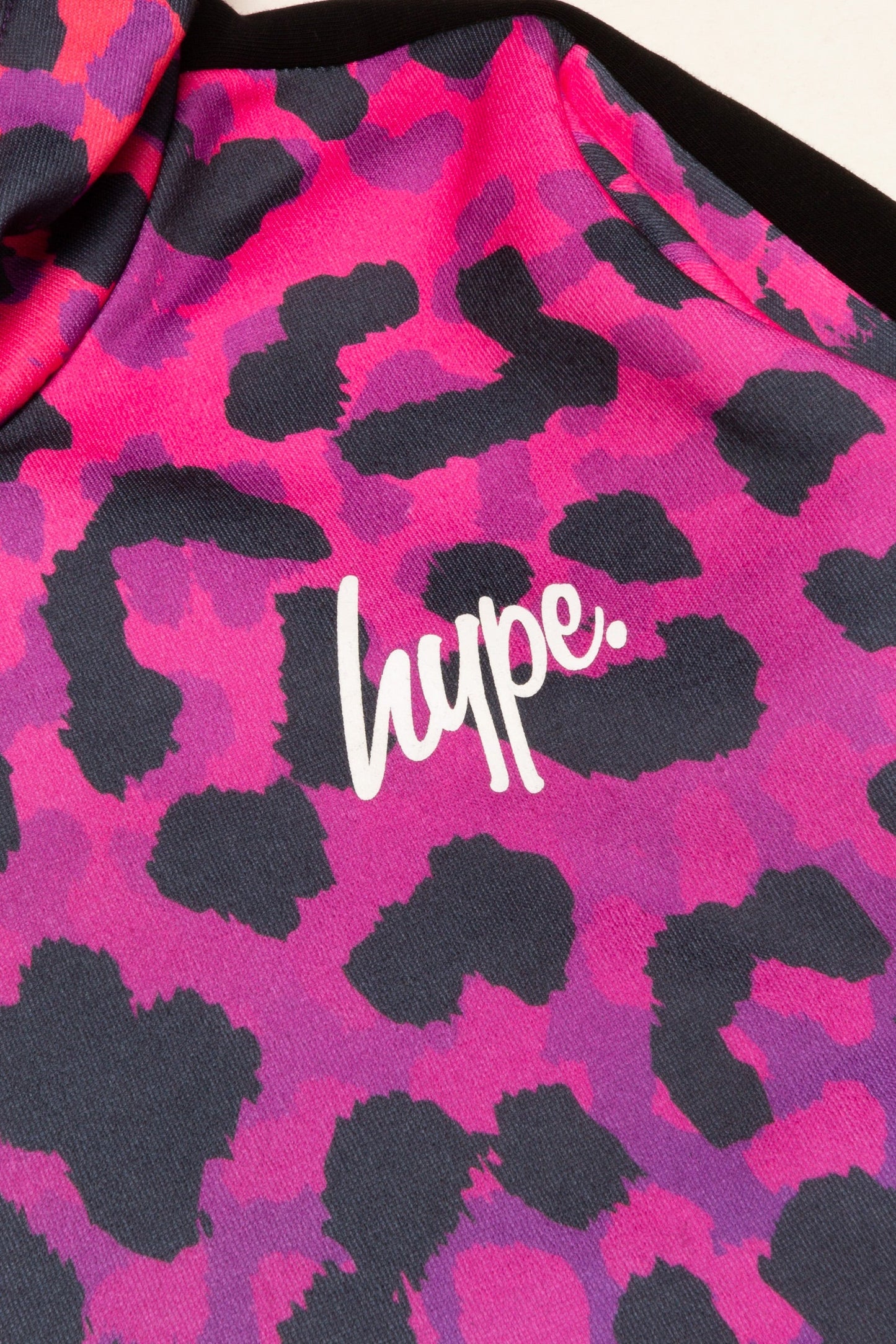 HYPE GIRLS BLACK PINK LOVE LEOPARD PANEL SCRIPT TRACKSUIT