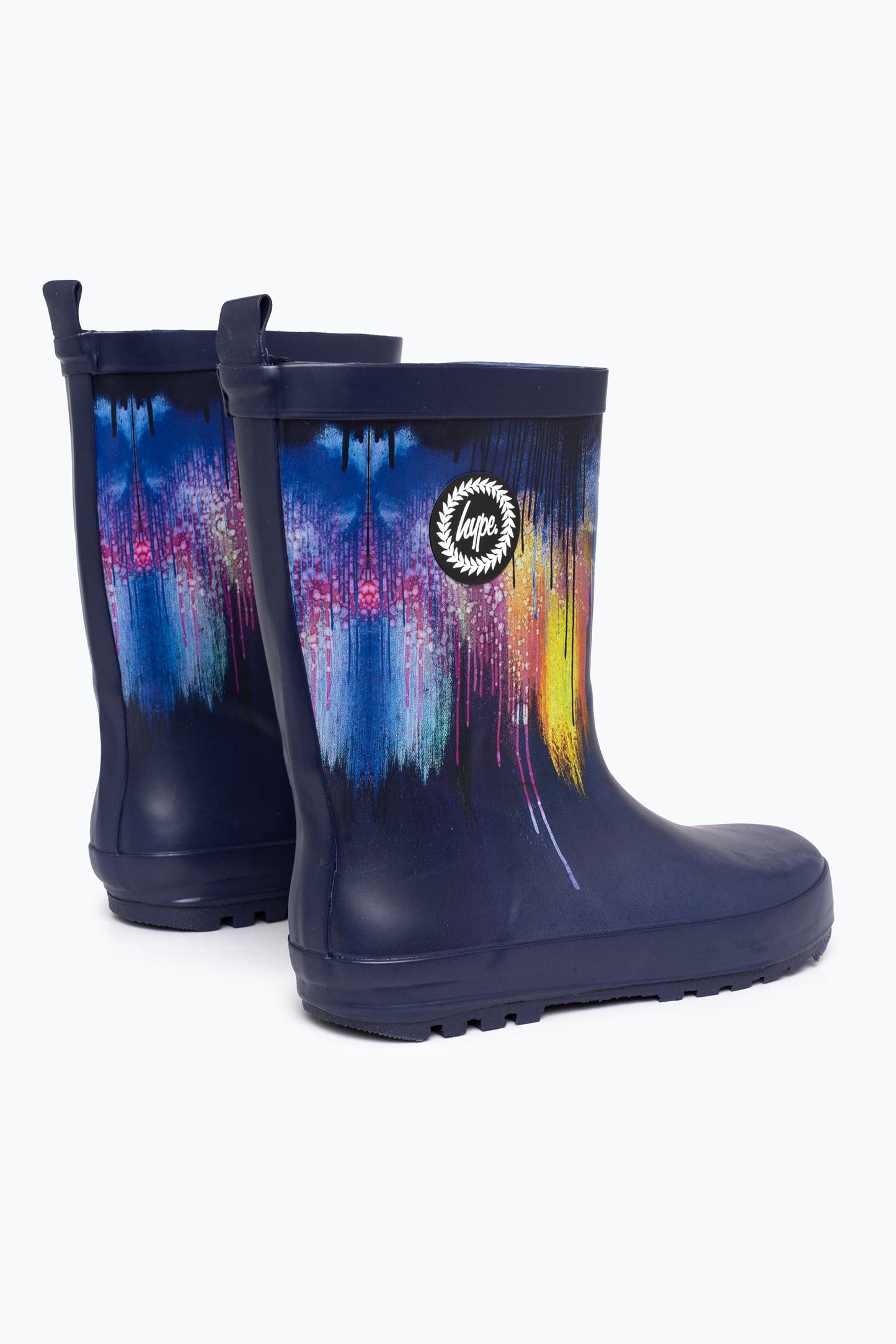 HYPE UNISEX NAVY WATERCOLOUR DRIPS CREST WELLIES