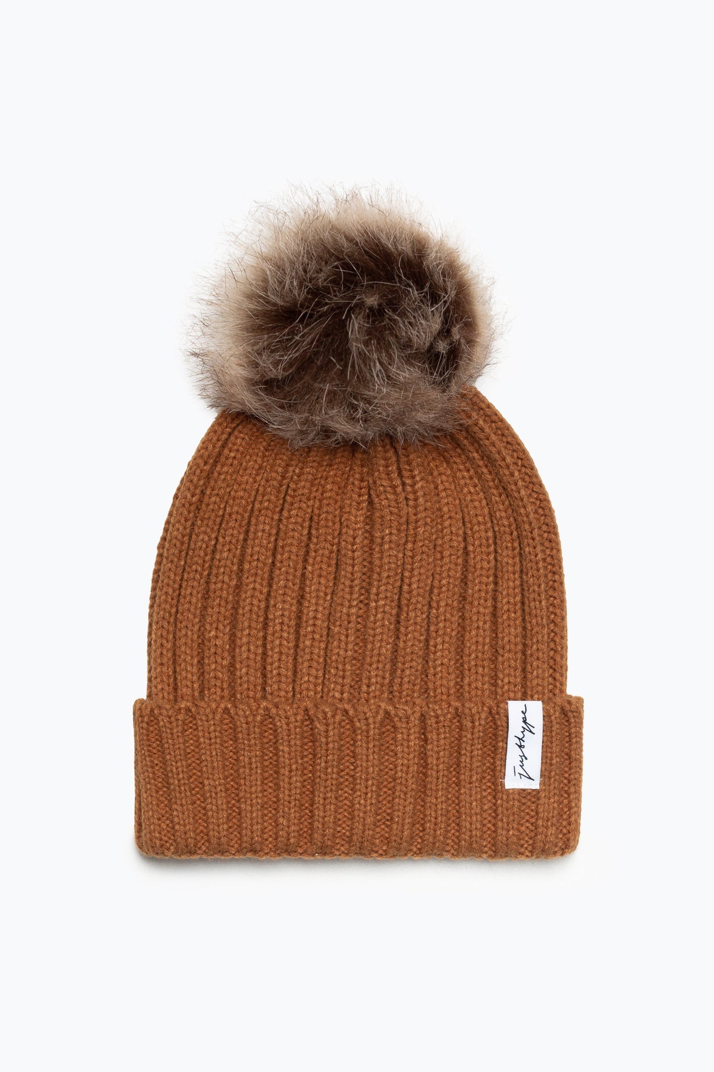 HYPE UNISEX ADULTS BROWN BOBBLE BEANIE