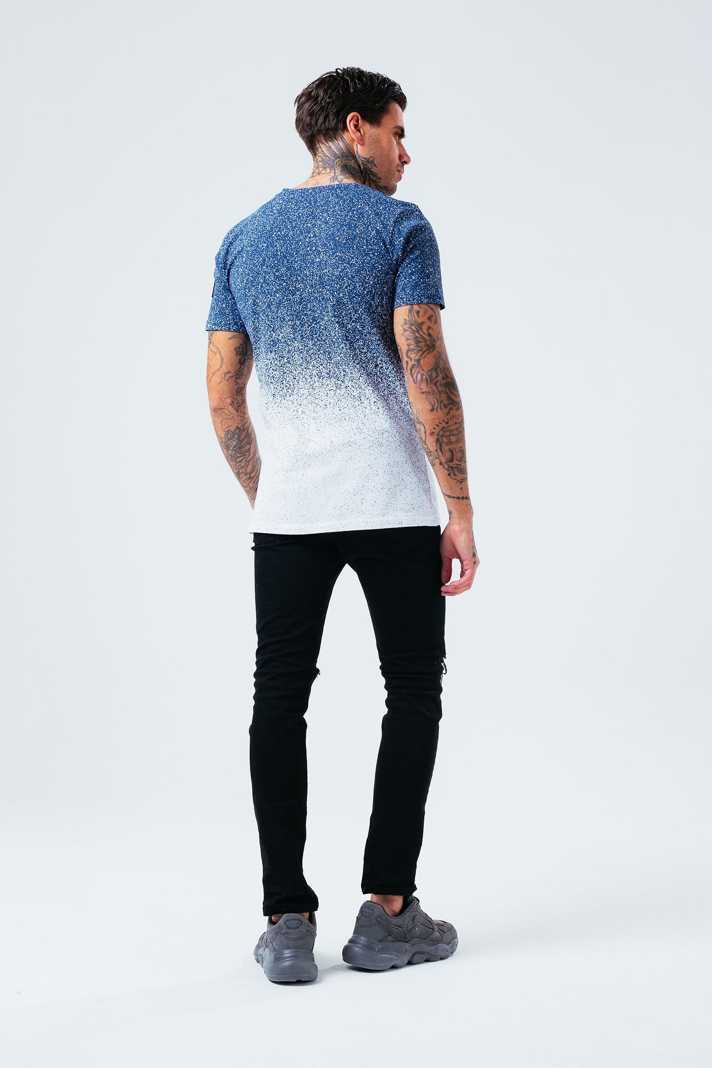 HYPE NAVY WHITE SPECKLE FADE MEN'S T-SHIRT