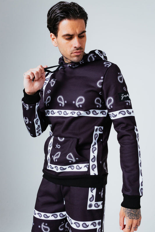 HYPE BLACK PAISLEY MEN'S PULLOVER HOODIE