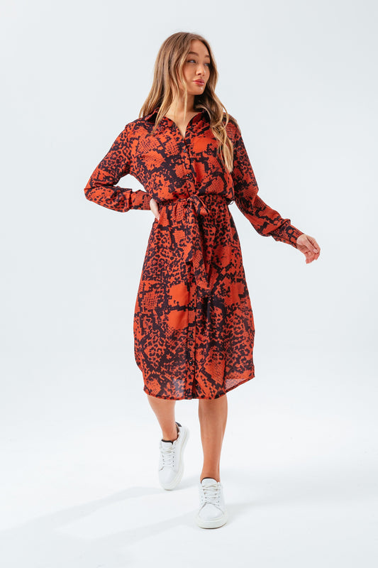 HYPE BRONZE SNAKE WOMEN'S SHIRT DRESS
