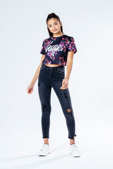 Hype Ditsy Floral Kids Crop T-Shirt