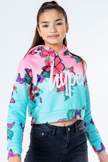 Hype Butterfly Fade Kids Crop Pullover Hoodie