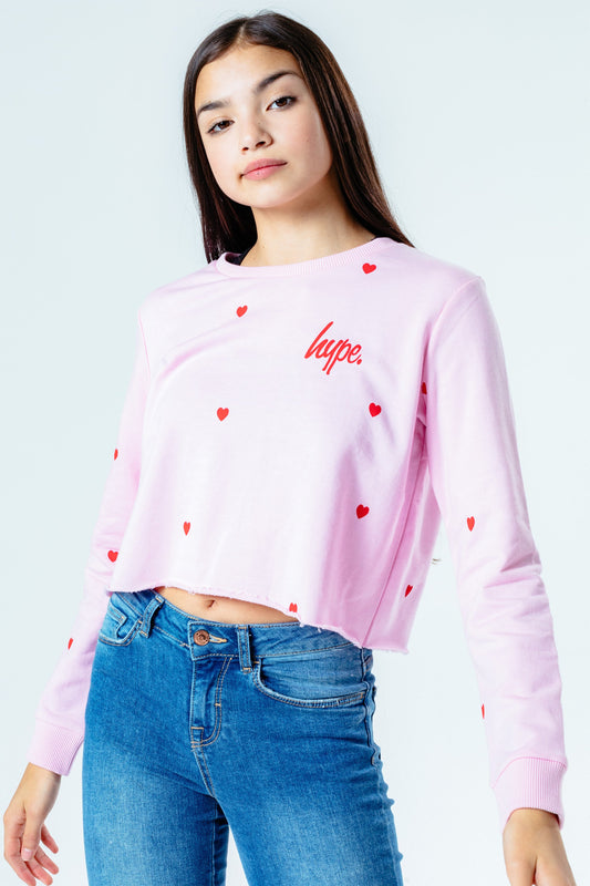 Hype Heart Repeat Kids Crop Crew Neck