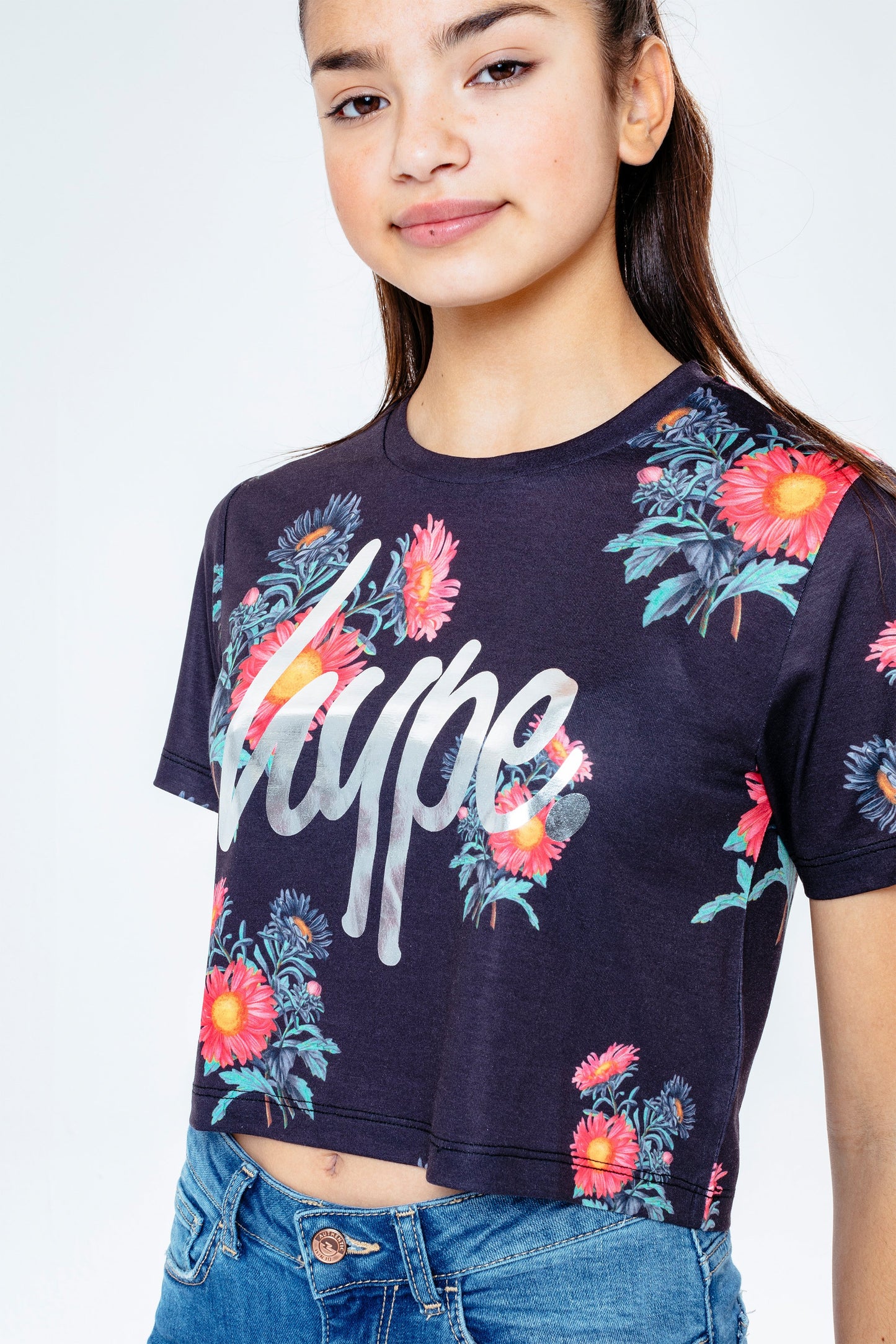 Hype Daisy Night Kids Crop T-Shirt