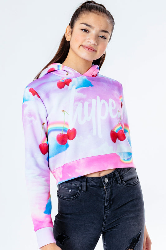 Hype Cherry Sky Kids Crop Pullover Hoodie