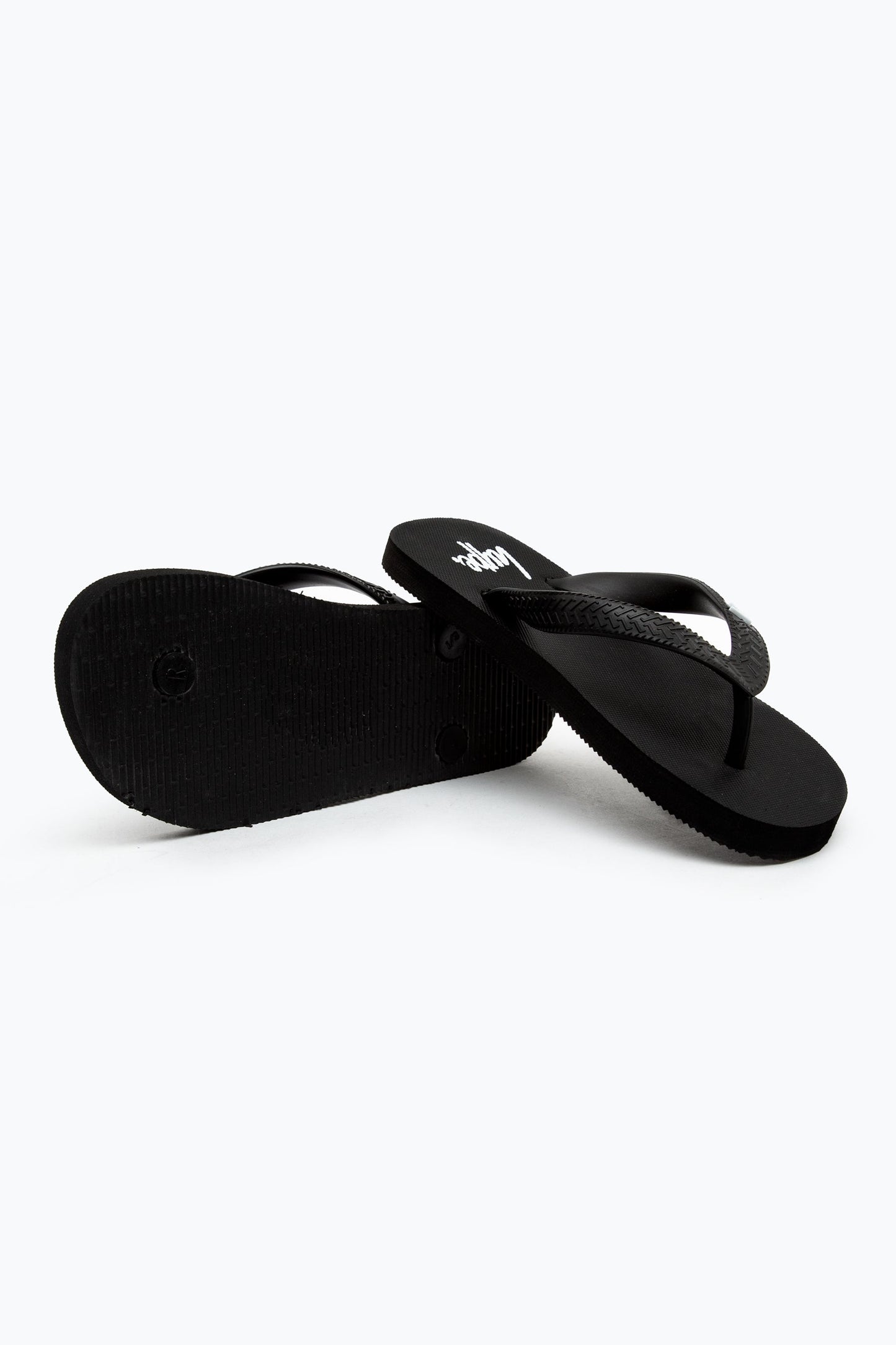 HYPE KIDS UNISEX BLACK SCRIPT FLIP FLOPS