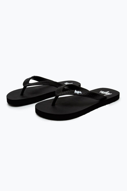 HYPE KIDS UNISEX BLACK SCRIPT FLIP FLOPS