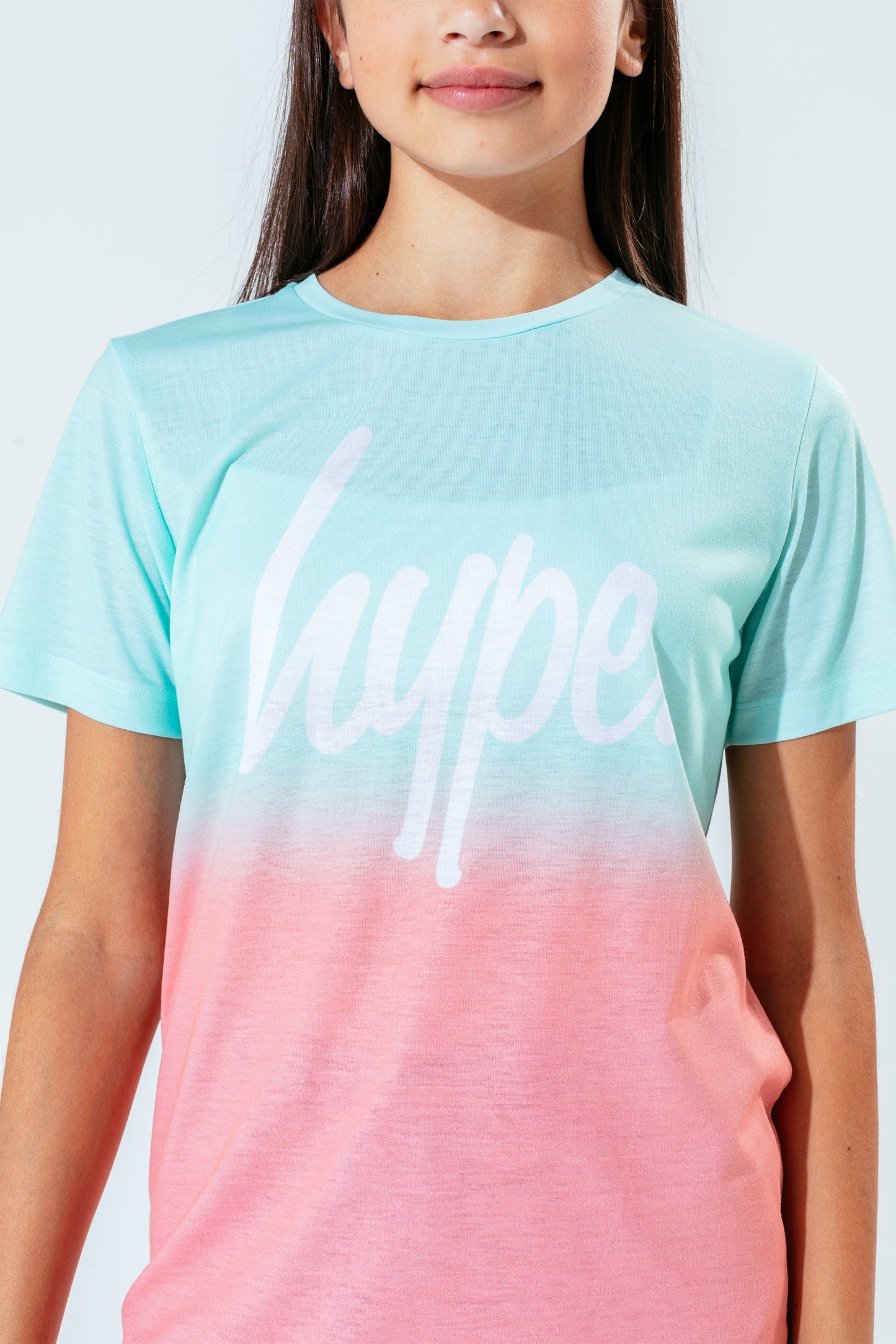 Hype Mint & Peach Fade Script Kids T-Shirt