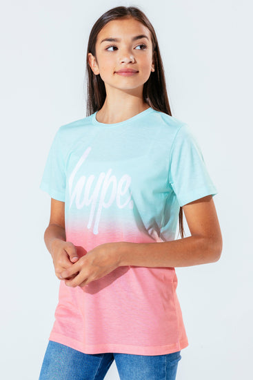 Hype Mint & Peach Fade Script Kids T-Shirt