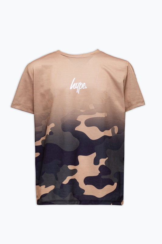 HYPE BOYS BEIGE SAND CAMO MINI SCRIPT T-SHIRT