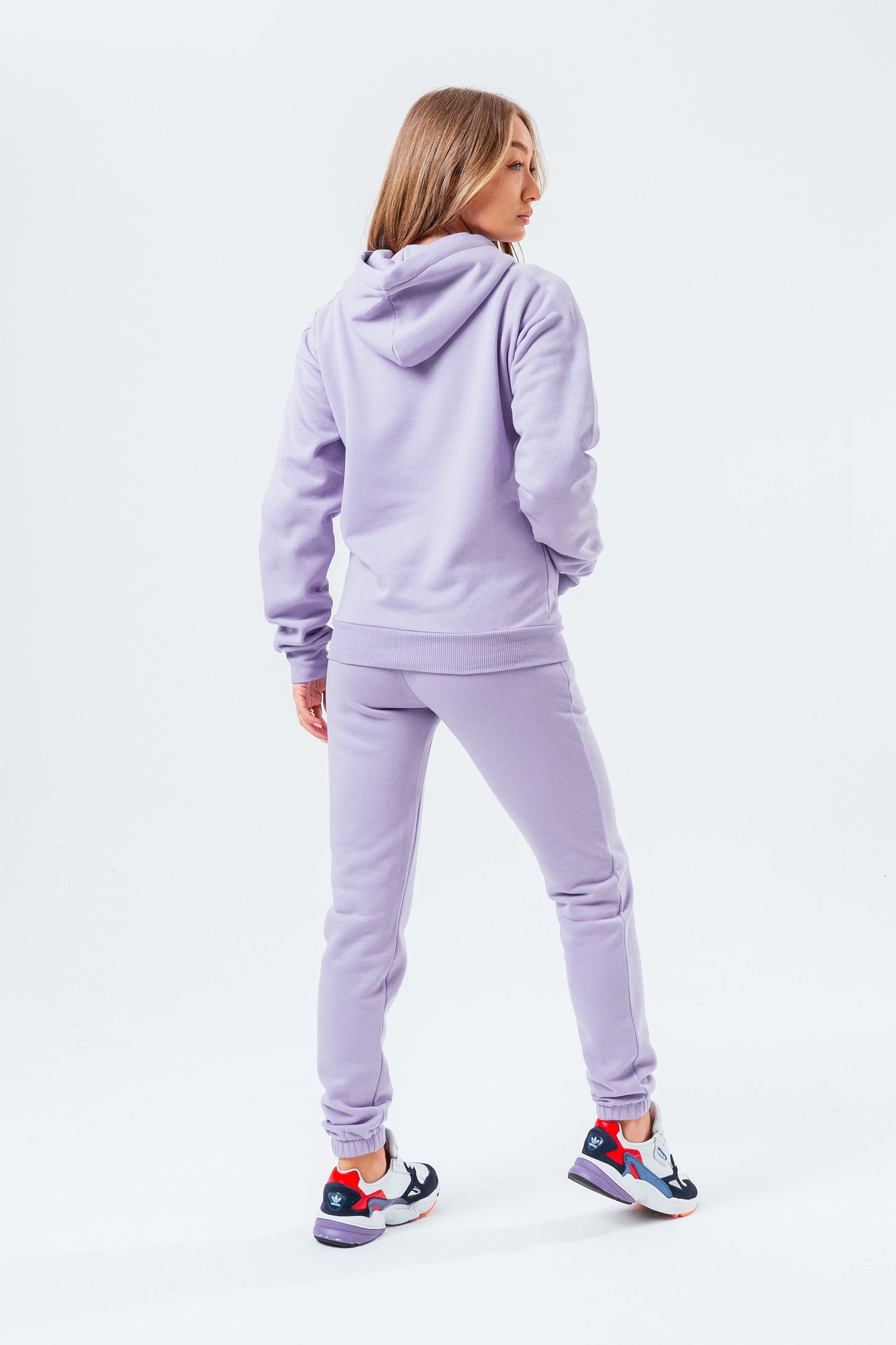 HYPE WOMENS LILAC BRANDED DRAWCORD PULLOVER HOODIE