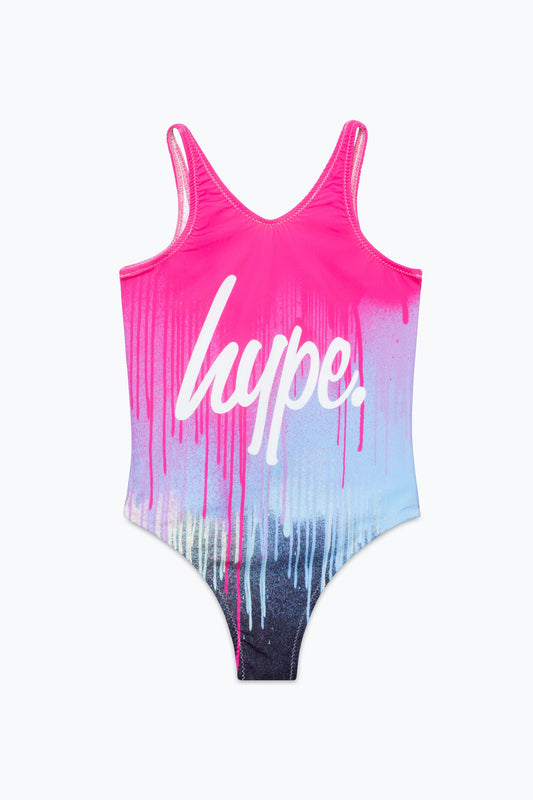 HYPE GIRLS PINK DRIP SCRIPT SWIMSUIT