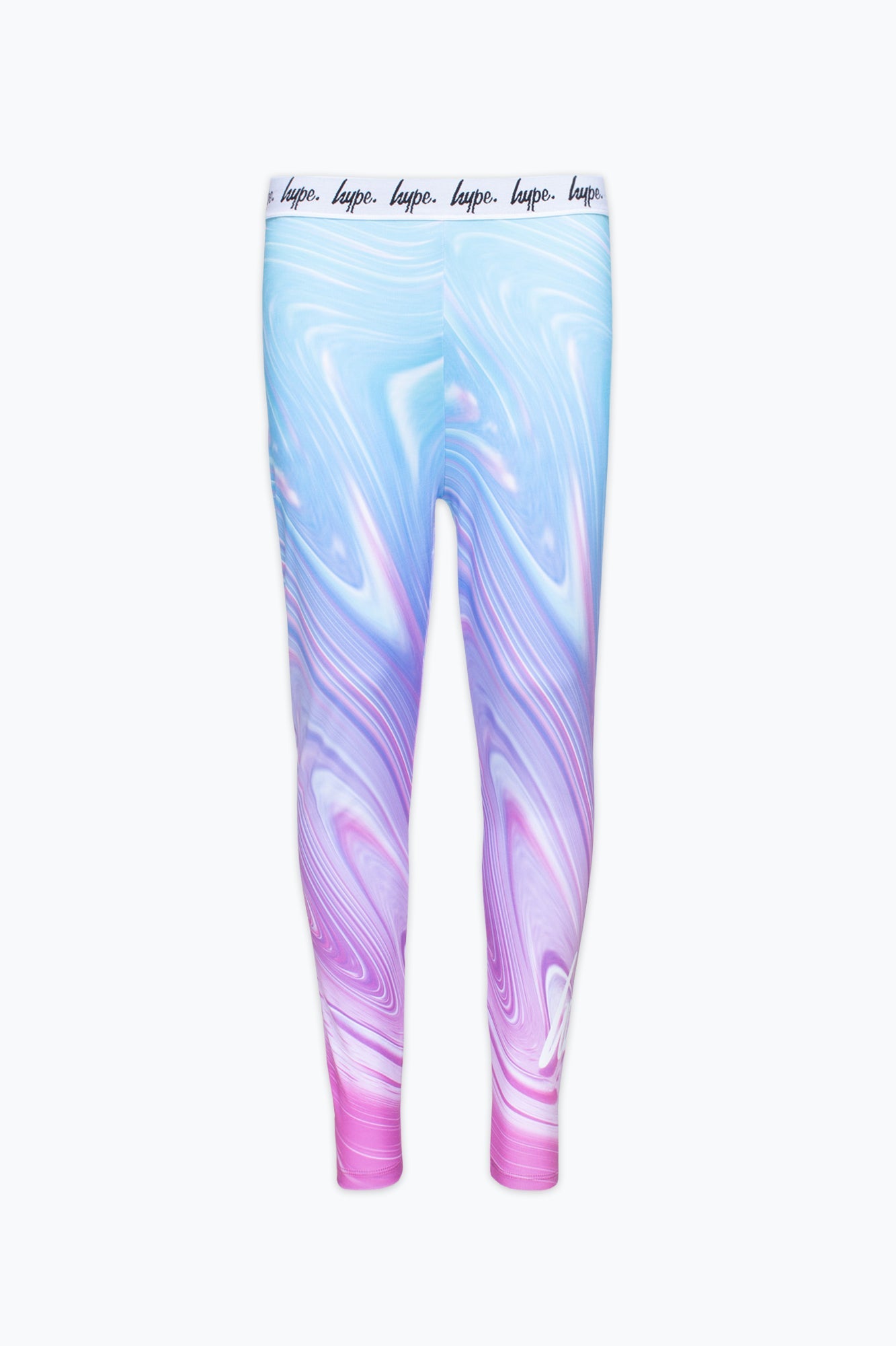 HYPE GIRLS TEAL PURPLE MARBLE SCRIPT LEGGINGS