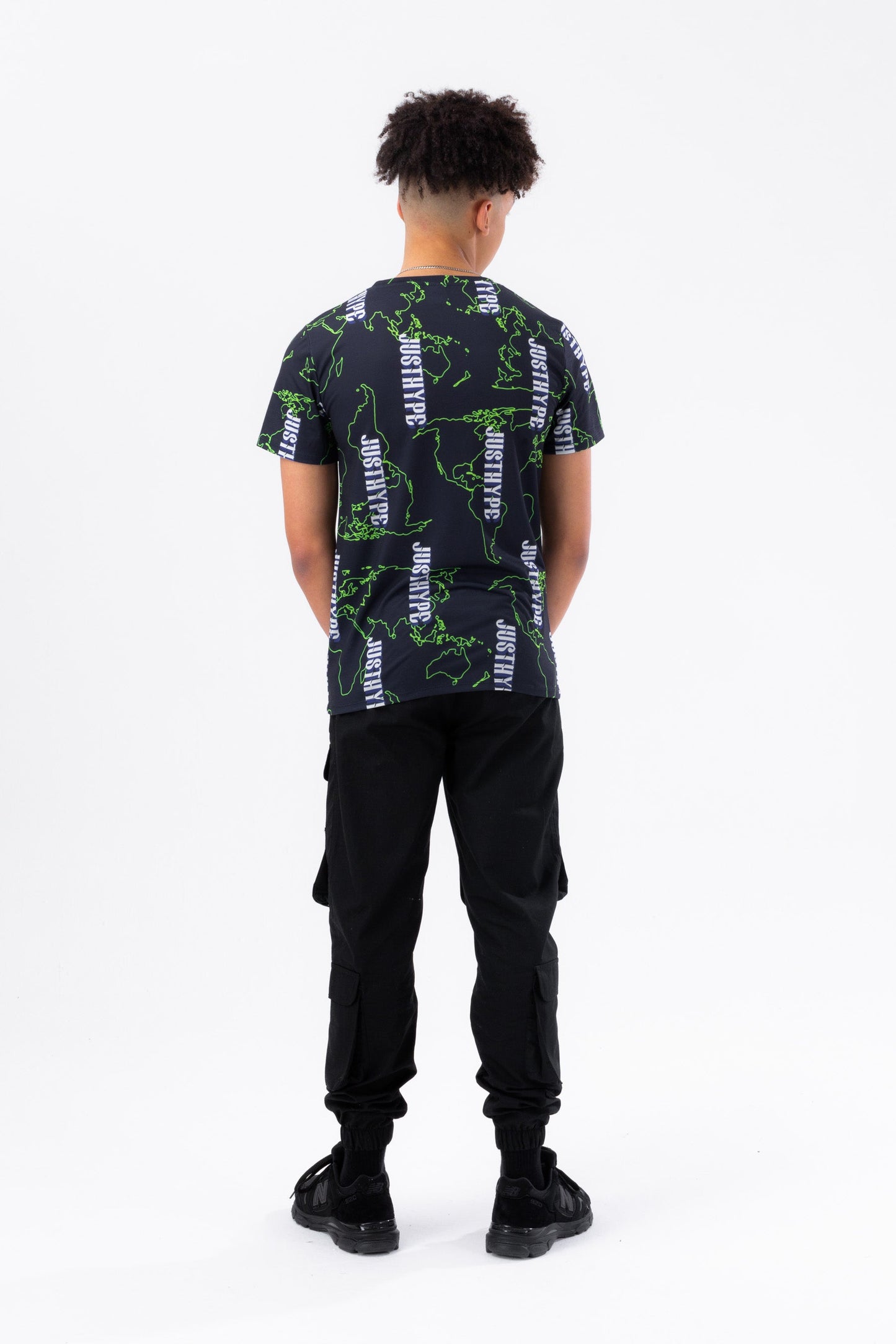 HYPE BOYS NAVY MAP LOGO SCRIPT T-SHIRT