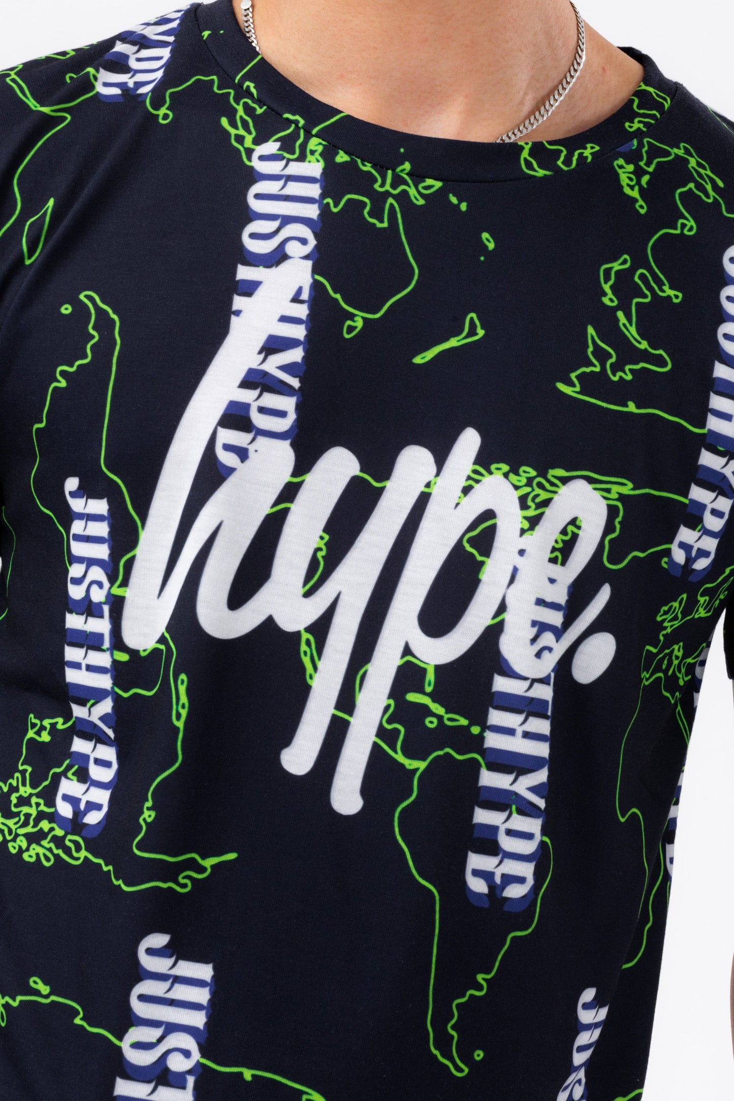 HYPE BOYS NAVY MAP LOGO SCRIPT T-SHIRT