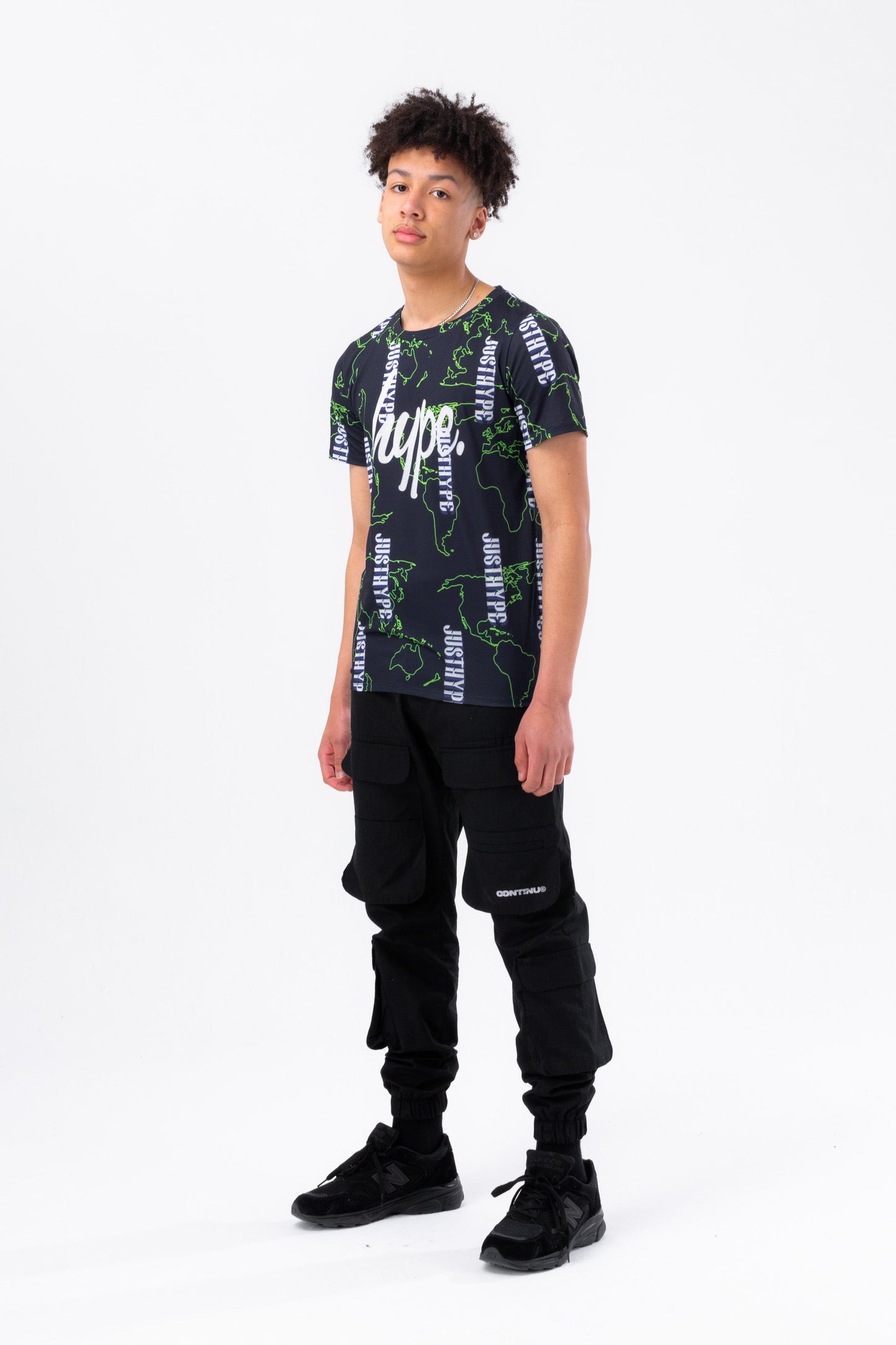 HYPE BOYS NAVY MAP LOGO SCRIPT T-SHIRT