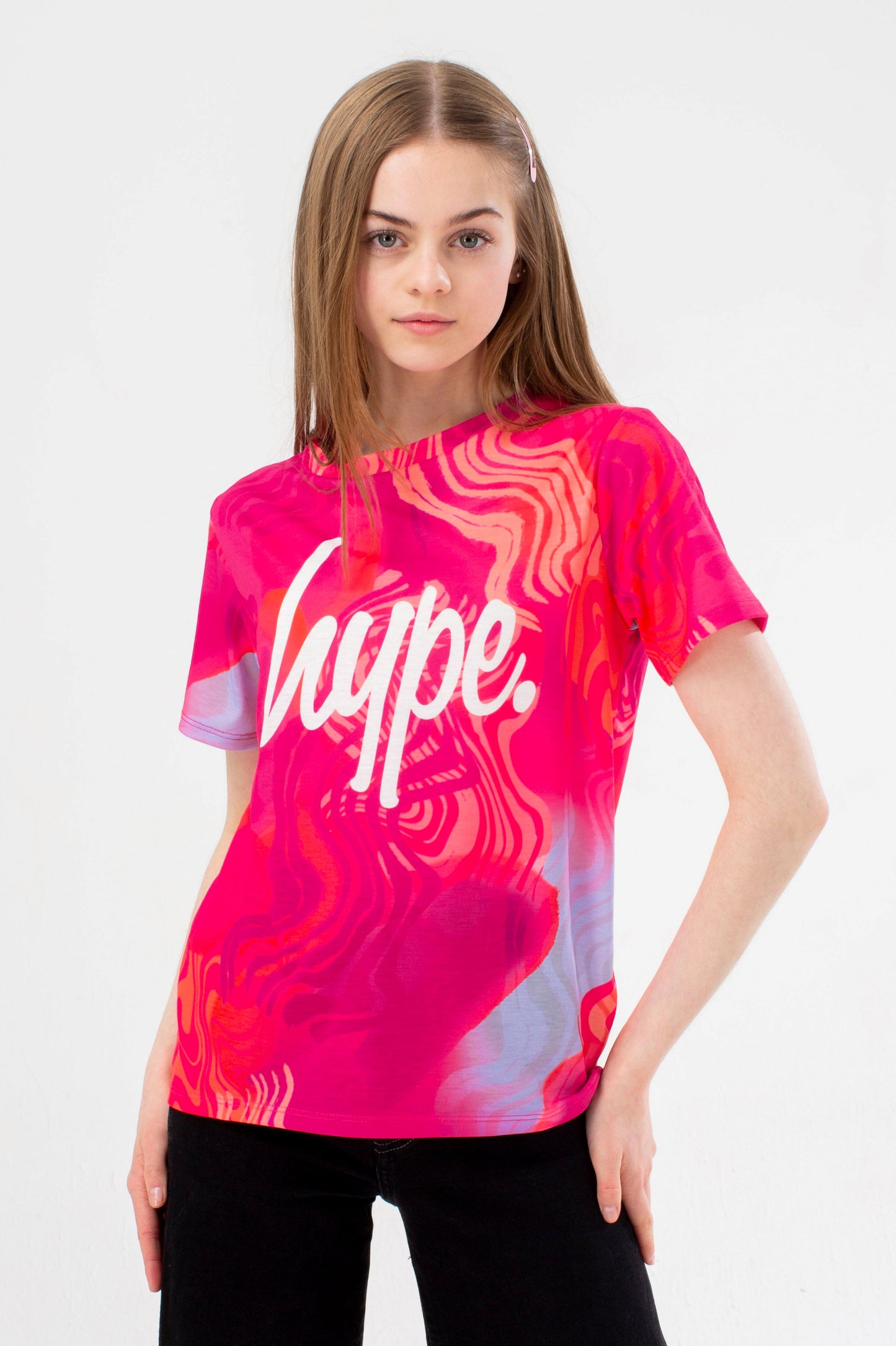 HYPE GIRLS PINK FINGER PAINT SCRIBBLE T-SHIRT