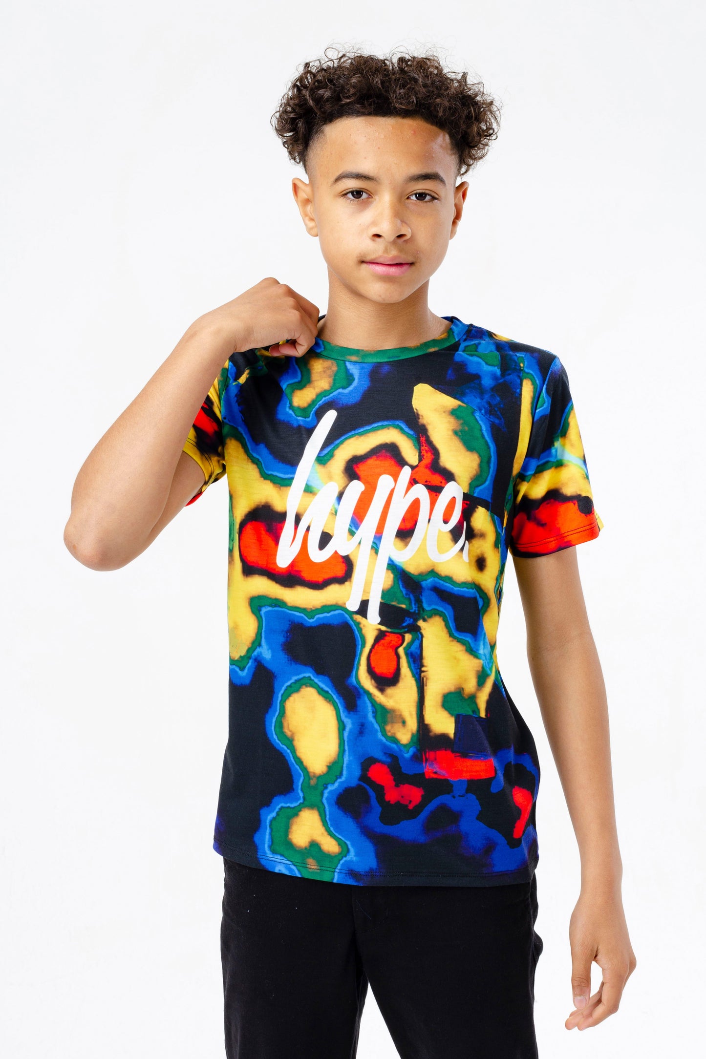 HYPE BOYS BLACK HEAT MAP SCRIPT T-SHIRT