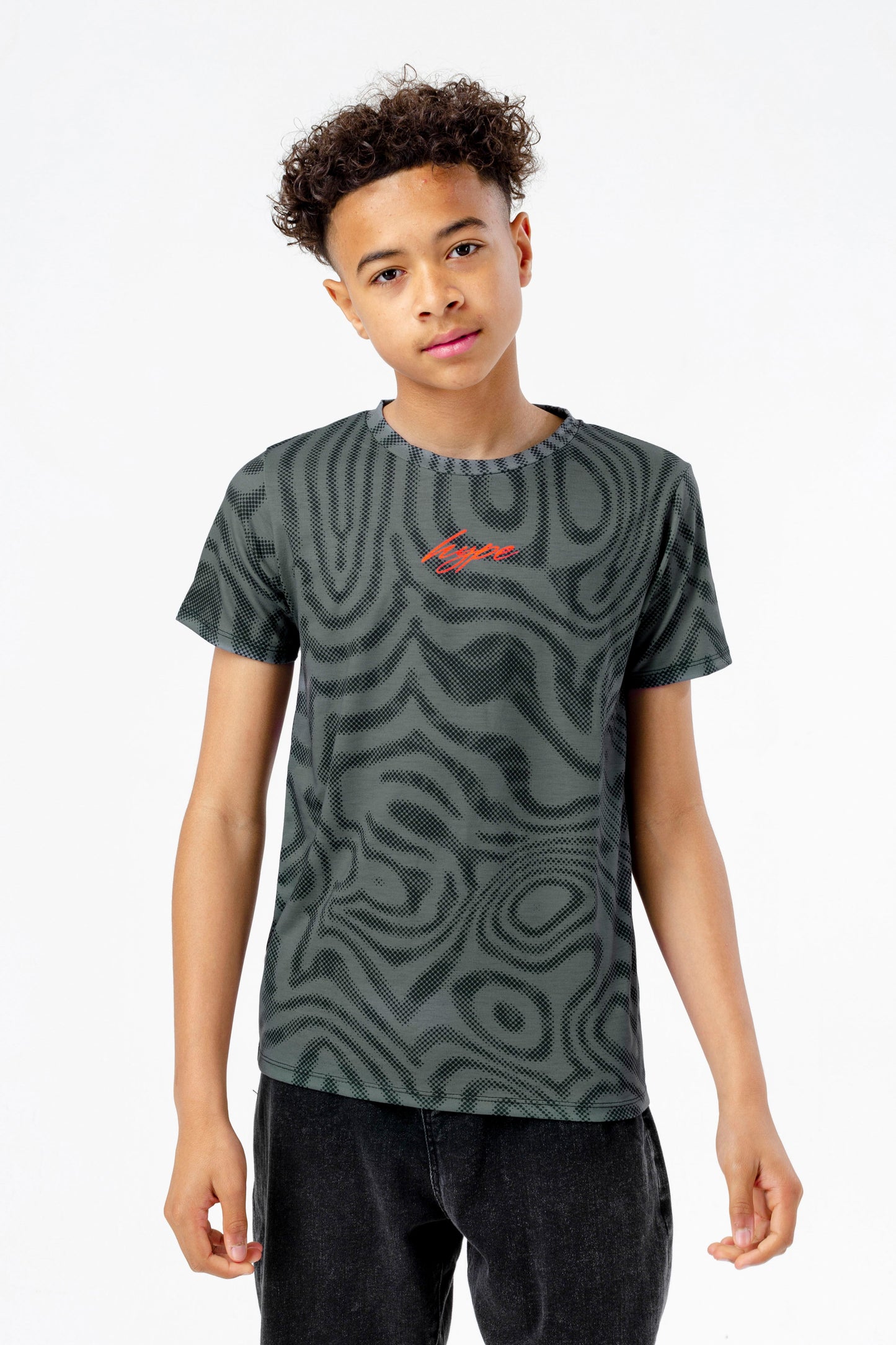 HYPE BOYS BLACK TRIPPY WAVE SCRIBBLE T-SHIRT