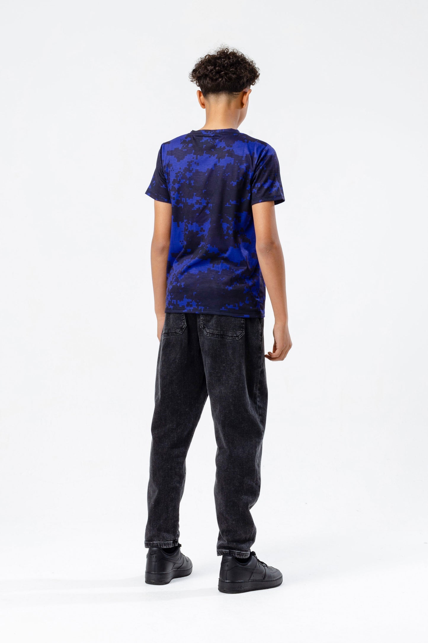 HYPE BOYS NAVY PIXEL CAMO SCRIBBLE T-SHIRT