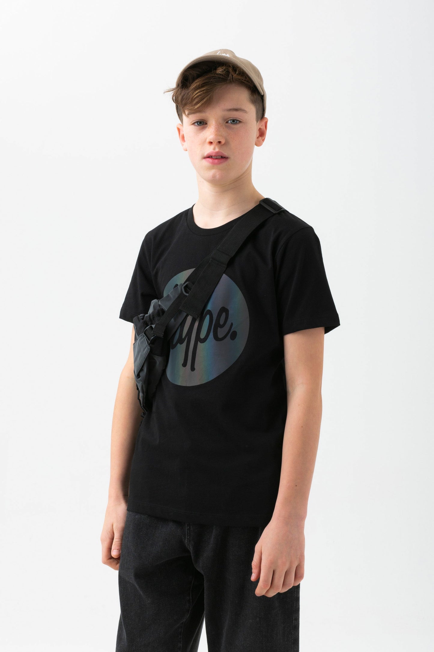 HYPE BOYS BLACK STEALTH CIRCLE T-SHIRT