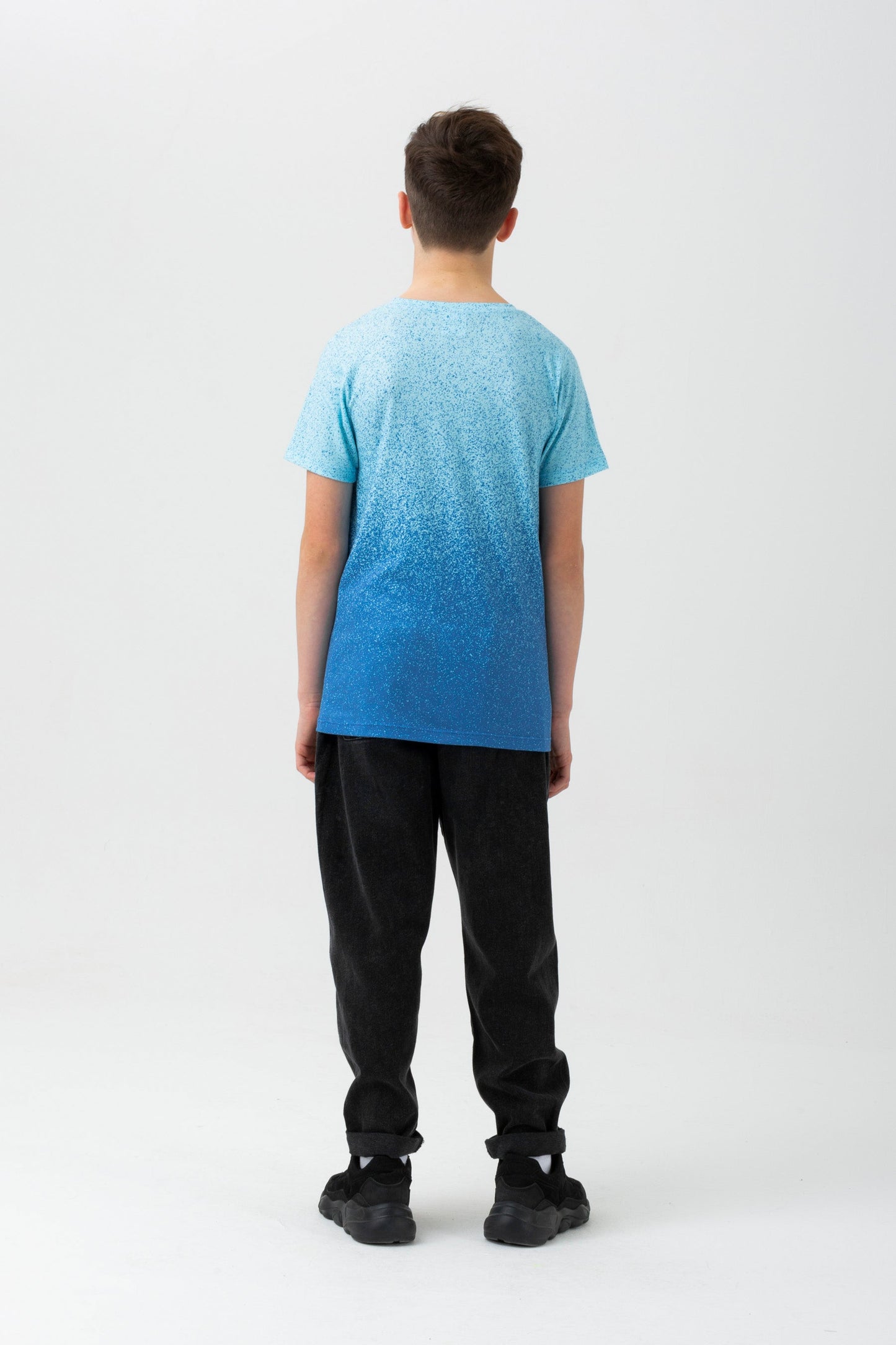 HYPE BOYS BLUE SPECKLE FADE SCRIPT T-SHIRT