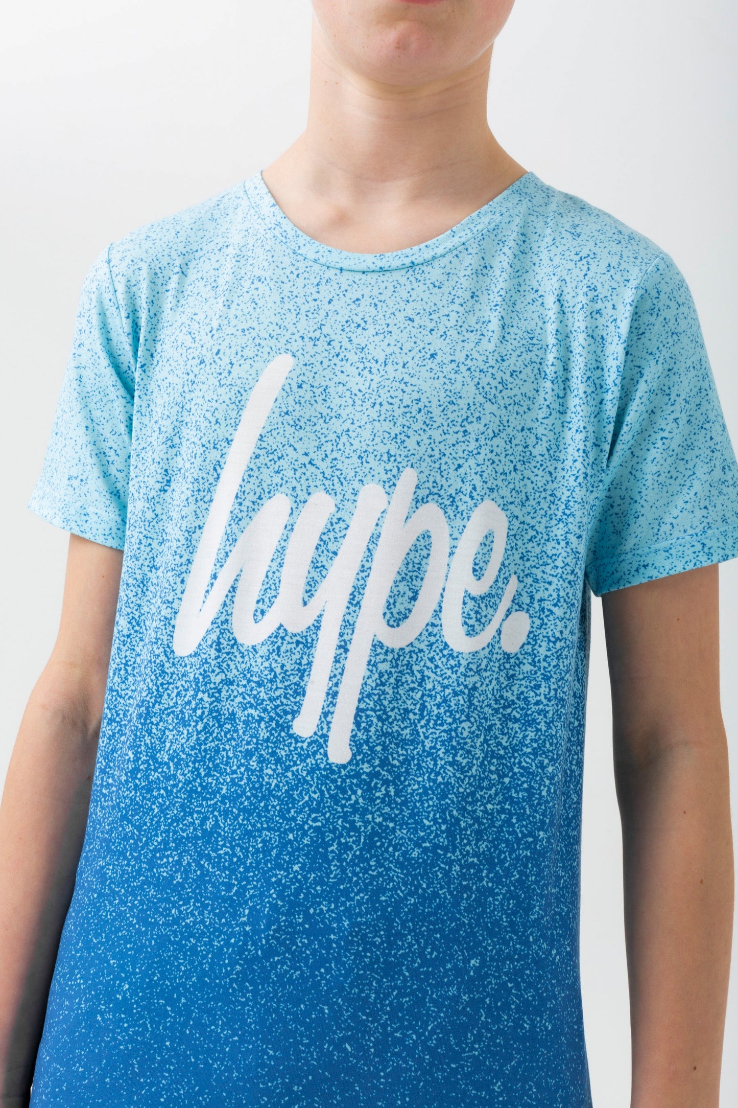 HYPE BOYS BLUE SPECKLE FADE SCRIPT T-SHIRT