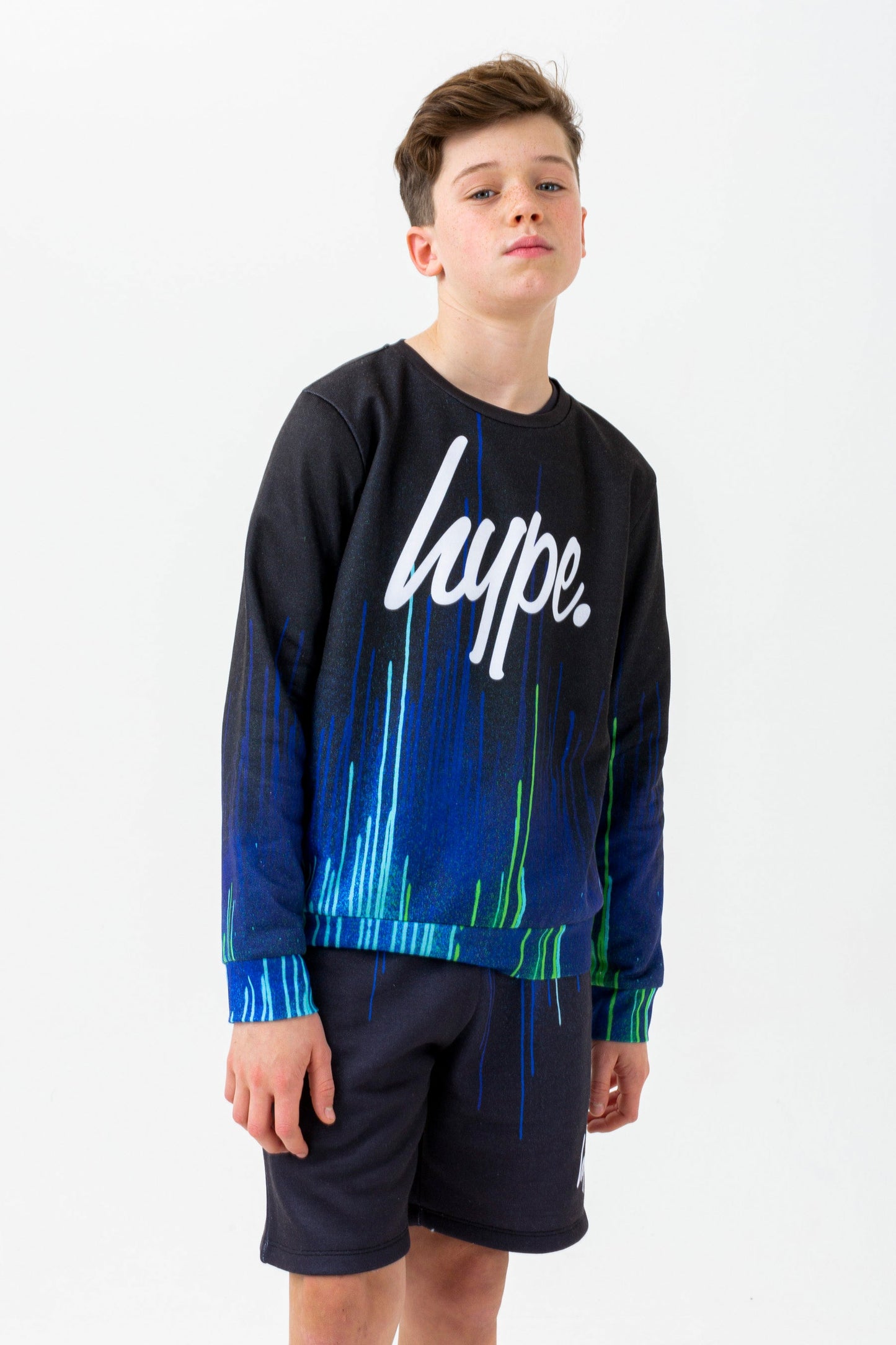 HYPE BOYS BLACK PACIFIC DRIPS SCRIPT CREW NECK