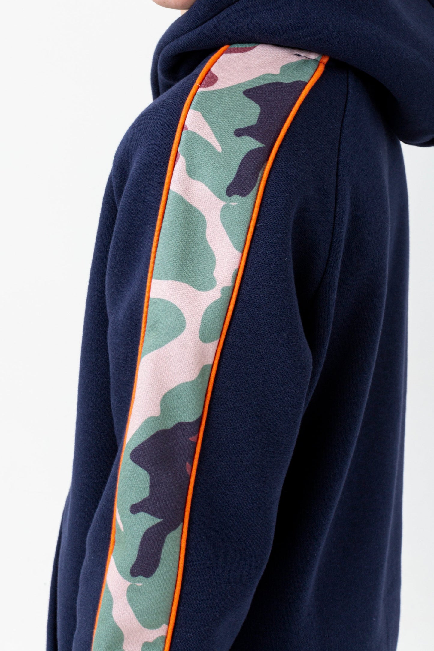 HYPE BOYS NAVY SPRING CAMO SCRIPT HOODIE