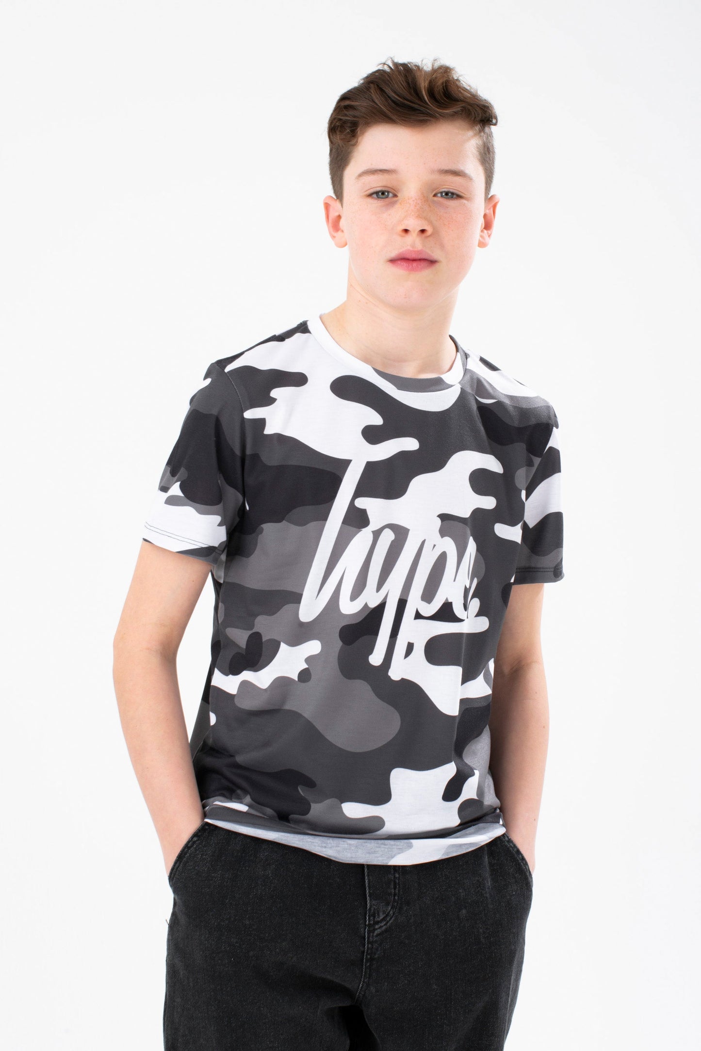 HYPE BOYS MULTI CAMO SCRIPT T-SHIRT 3 PACK