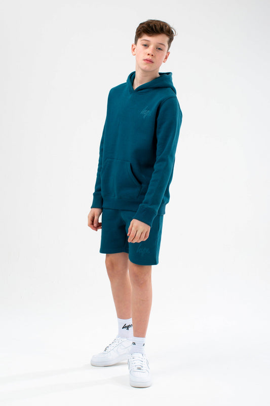 HYPE BOYS TEAL SCRIPT HOODIE & SHORTS SET
