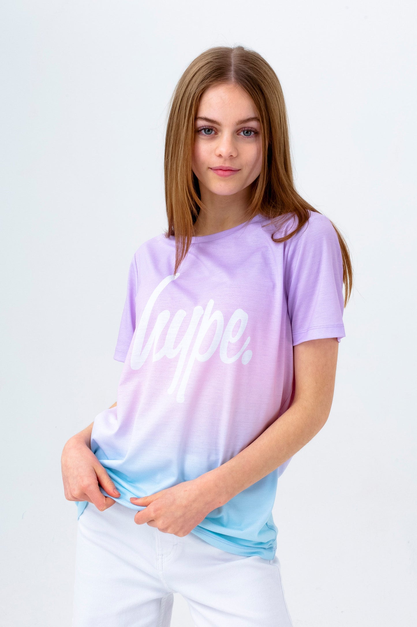 HYPE GIRLS MULTI MYKONOS FADE SCRIPT T-SHIRT