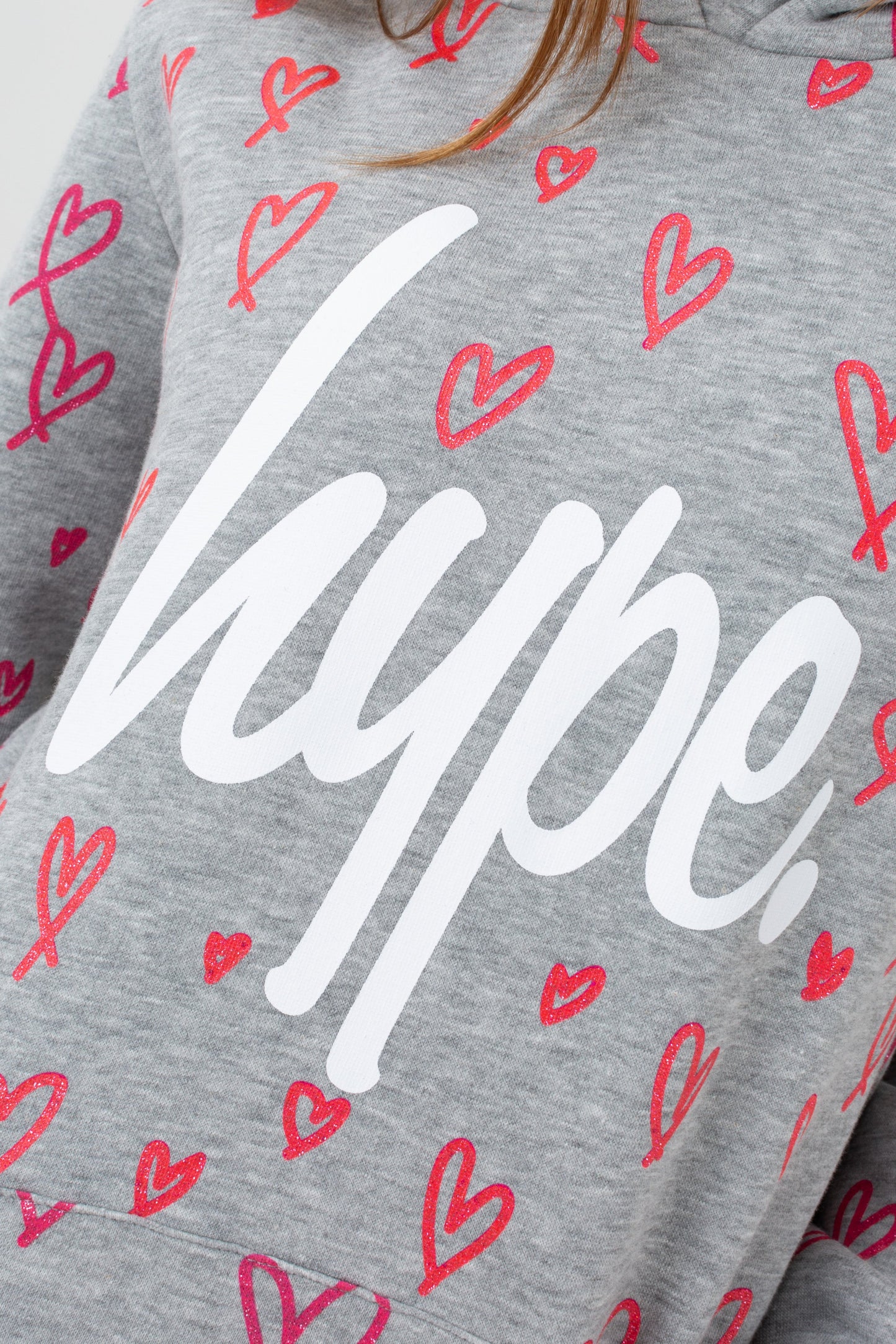 HYPE GIRLS GREY LOVE SCRIPT HOODIE