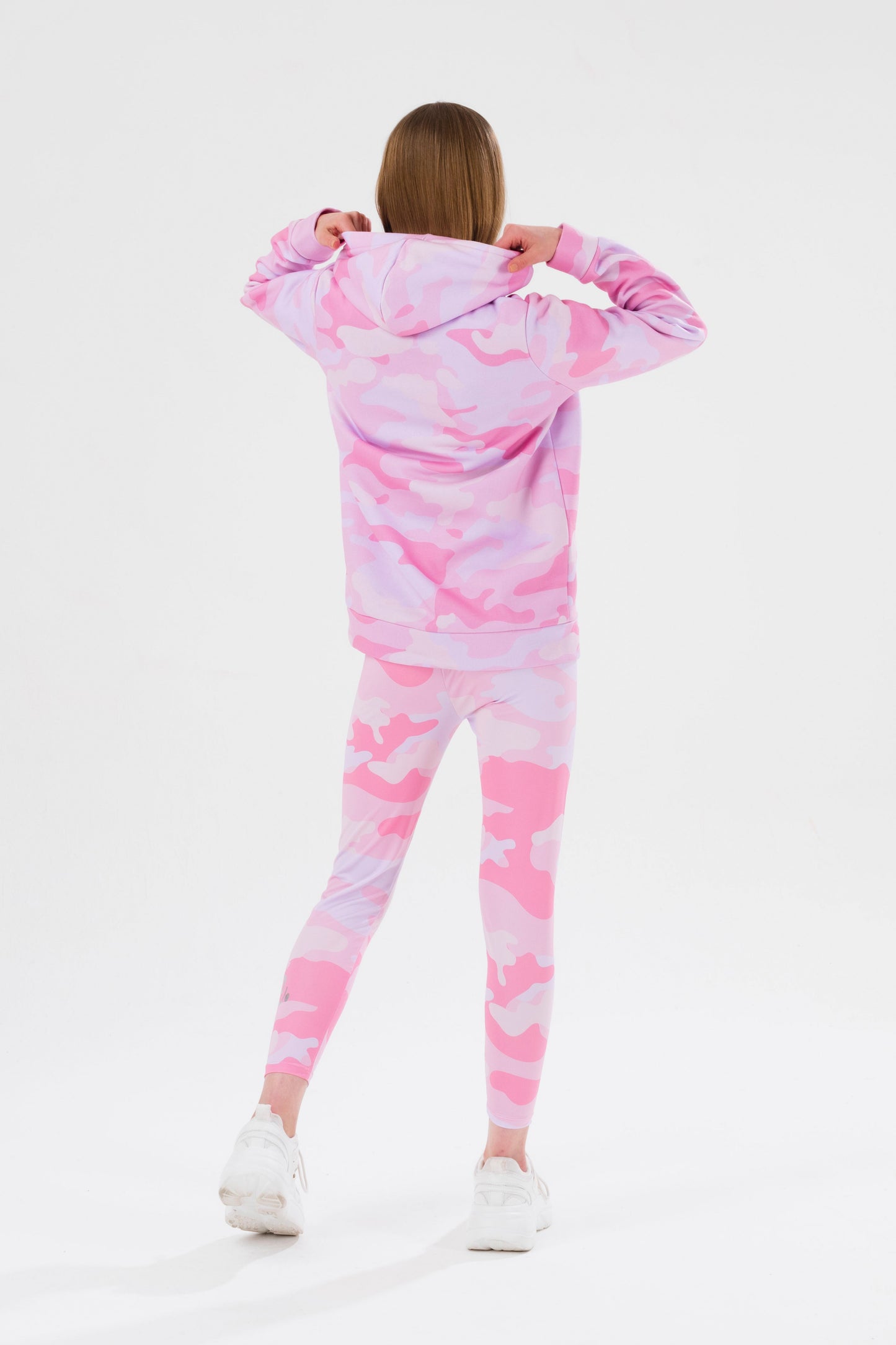 HYPE GIRLS PINK CAMO SCRIPT HOODIE