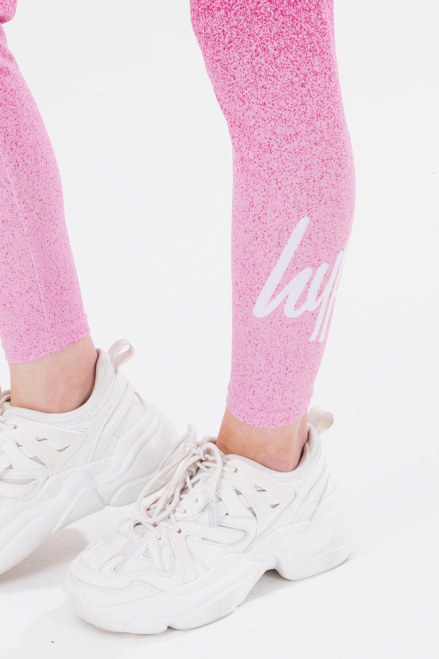 HYPE GIRLS PINK SPECKLE FADE SCRIPT LEGGINGS