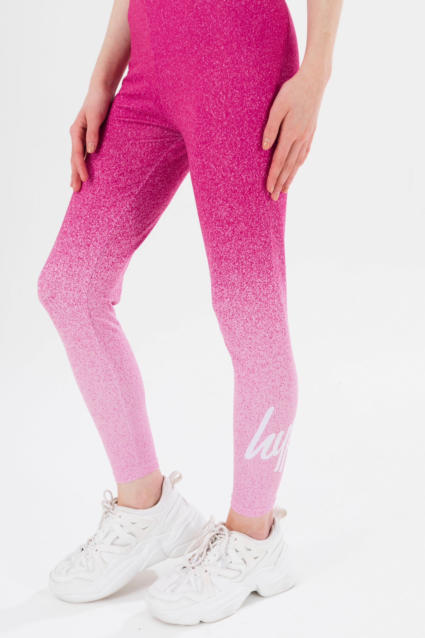 HYPE GIRLS PINK SPECKLE FADE SCRIPT LEGGINGS