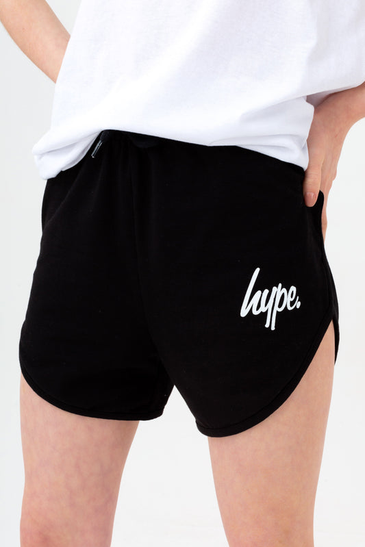 HYPE GIRLS BLACK SCRIPT RUNNER SHORTS