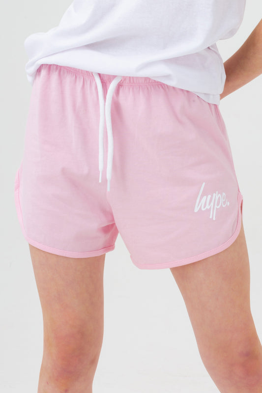 HYPE GIRLS PINK SCRIPT RUNNER SHORTS