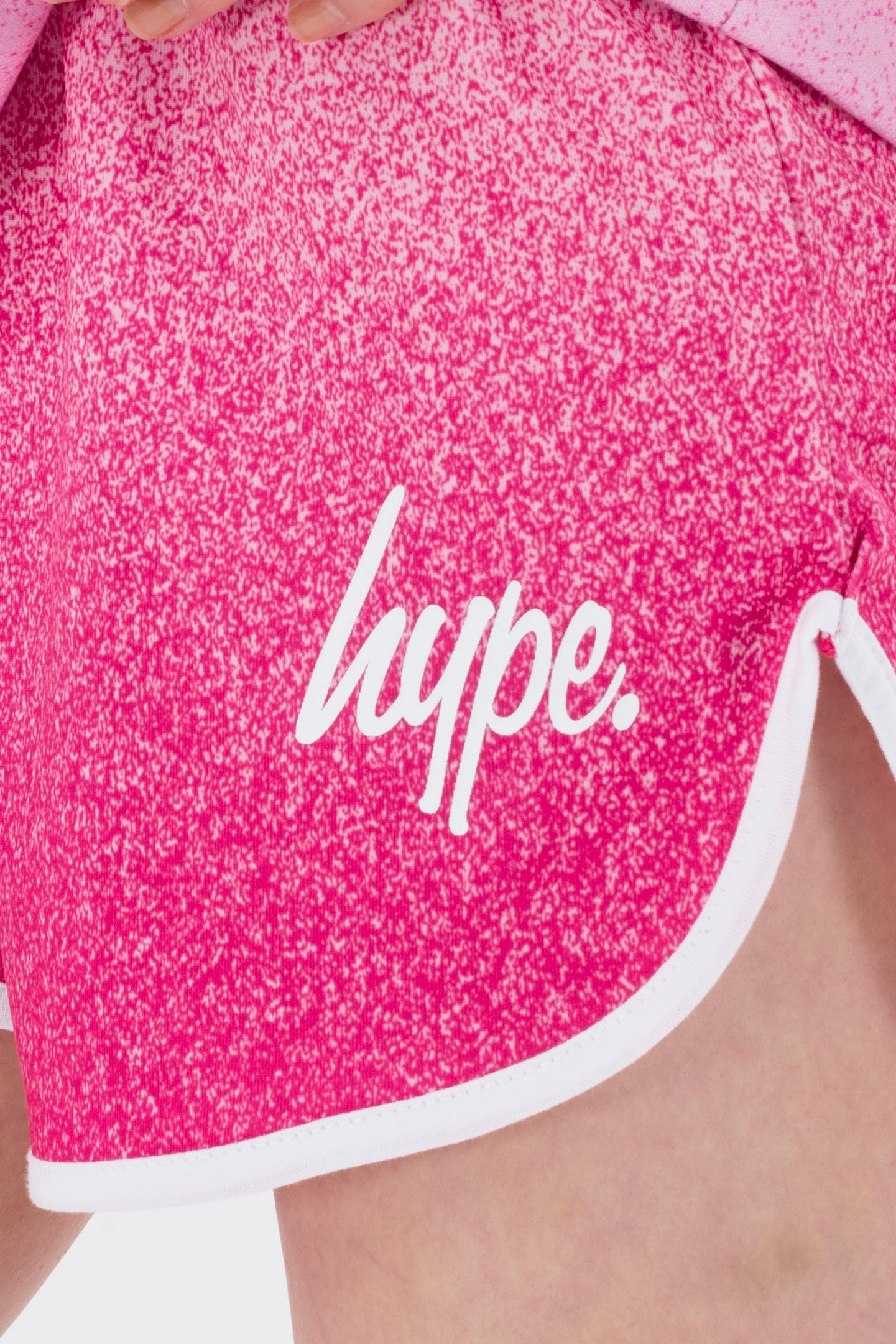 HYPE GIRLS PINK SPECKLE FADE SCRIPT RUNNER SHORTS