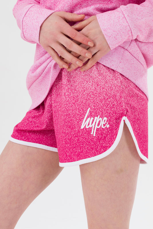 HYPE GIRLS PINK SPECKLE FADE SCRIPT RUNNER SHORTS