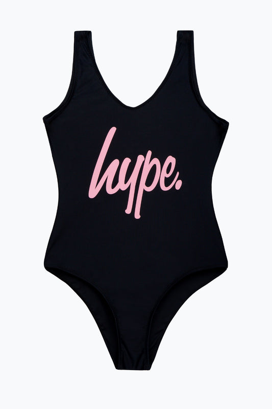 HYPE GIRLS BLACK SCRIPT SWIMSUIT