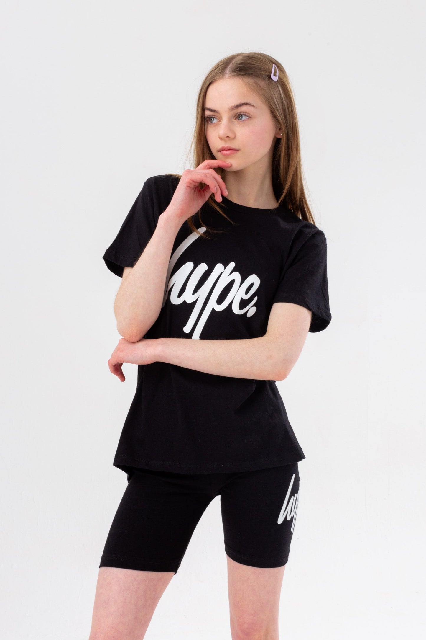 HYPE GIRLS BLACK SCRIPT TEE AND SHORTS SET