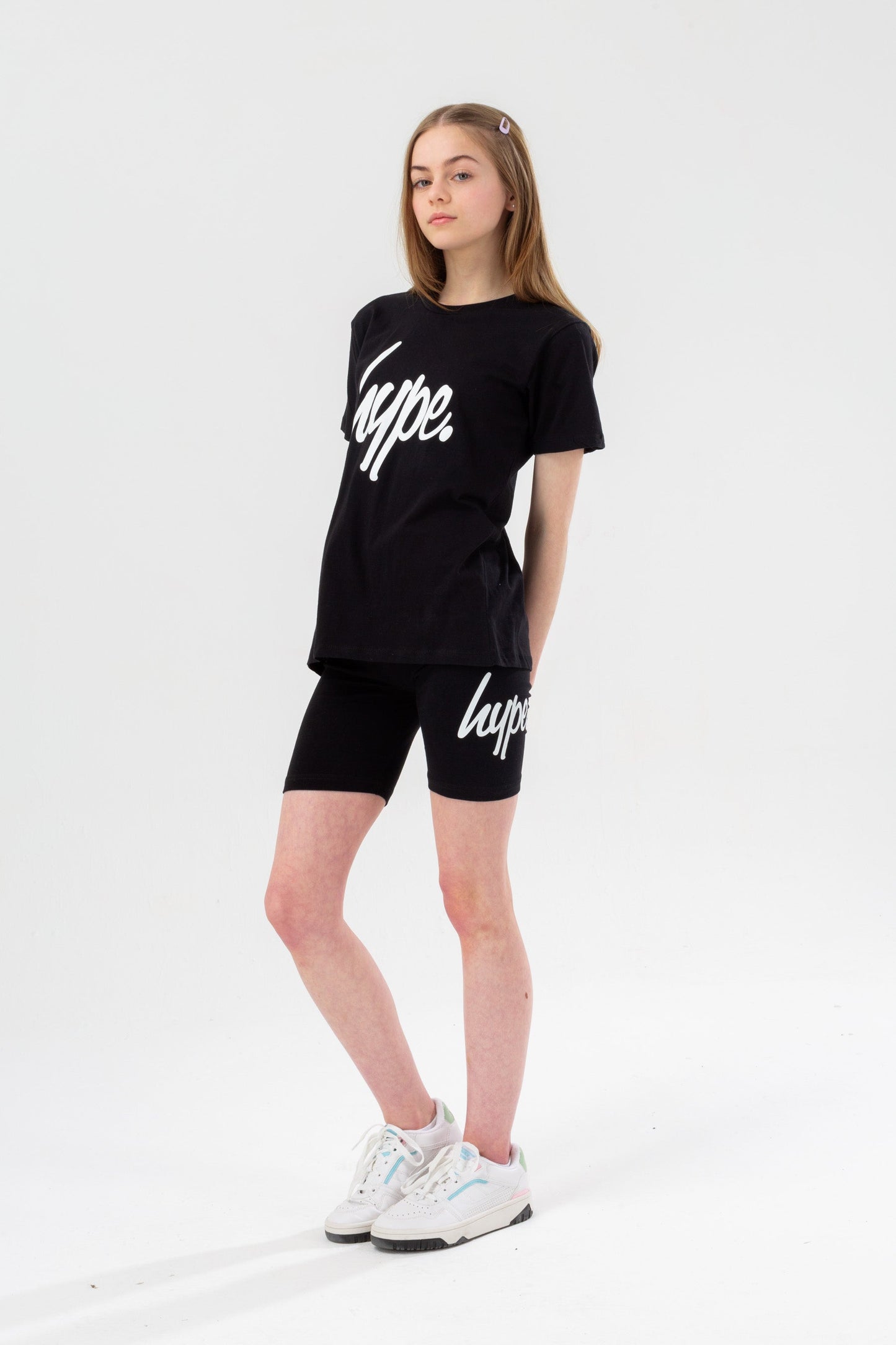 HYPE GIRLS BLACK SCRIPT TEE AND SHORTS SET