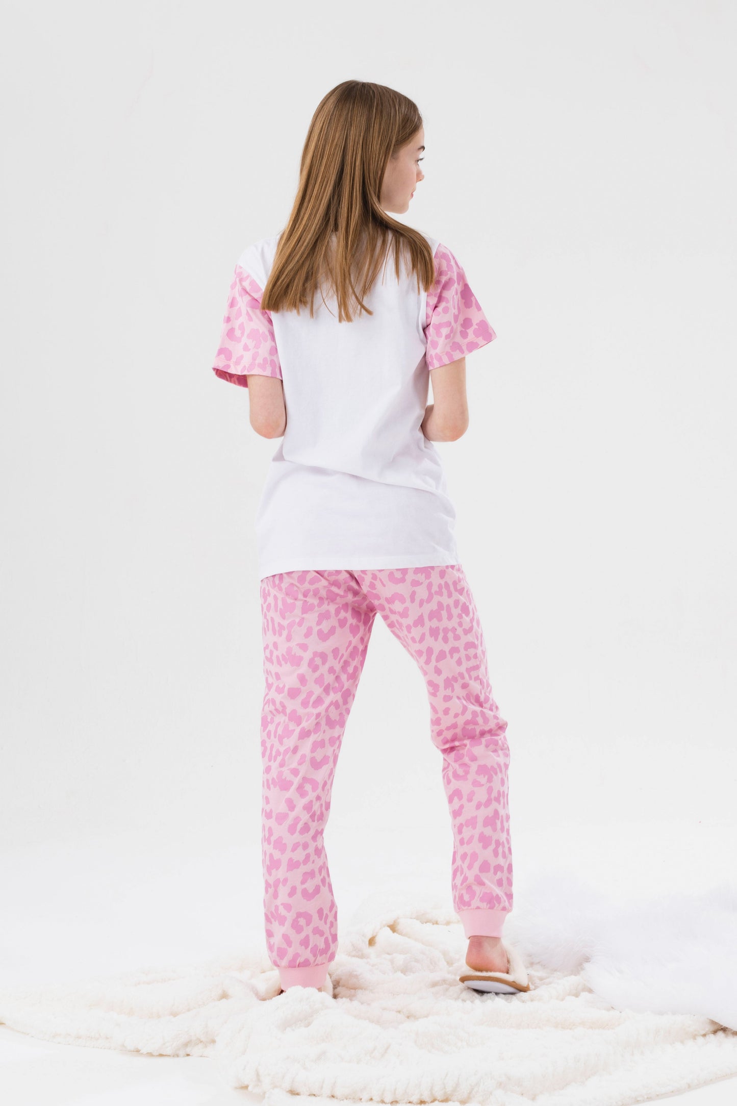 HYPE GIRLS PINK LEOPARD SCRIPT PJ'S