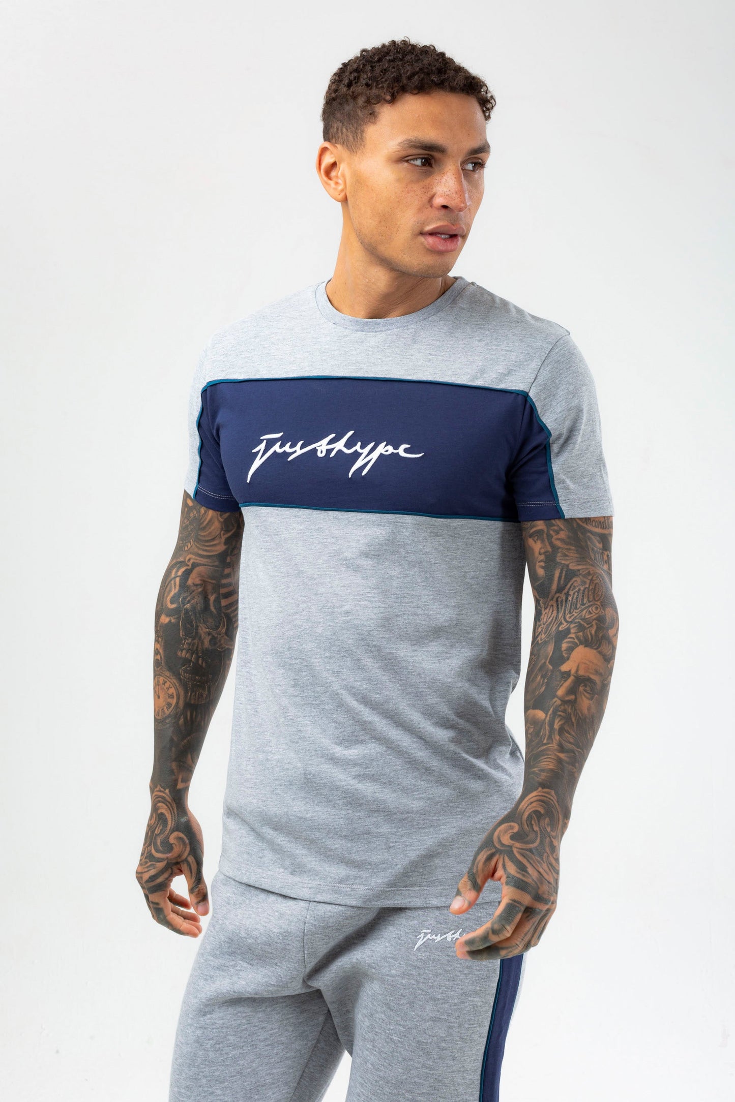 HYPE MENS GREY ATHLETE SCRIBBLE T-SHIRT