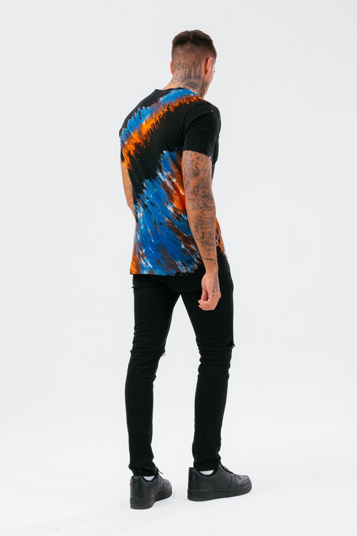 HYPE MENS MULTI BOHEMIAN DYE SCRIBBLE T-SHIRT