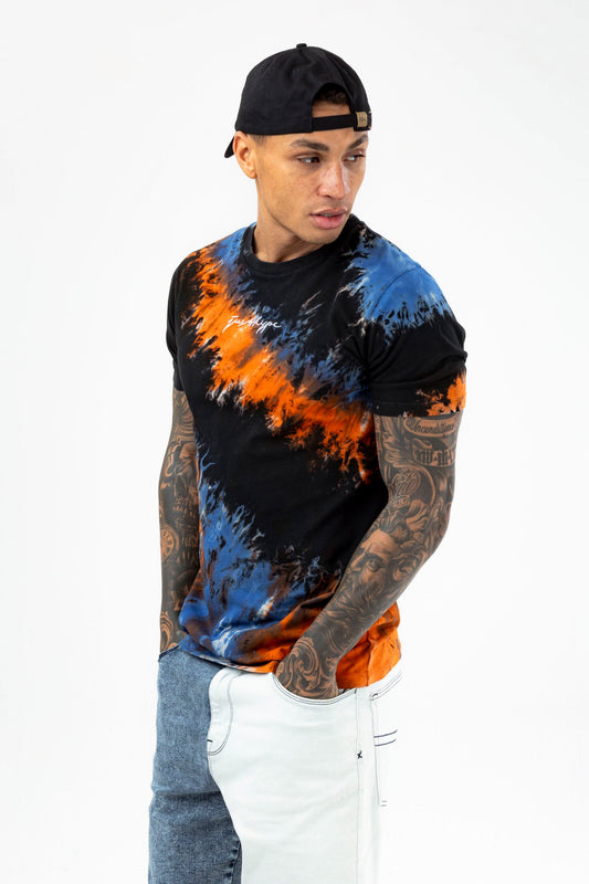 HYPE MENS MULTI BOHEMIAN DYE SCRIBBLE T-SHIRT